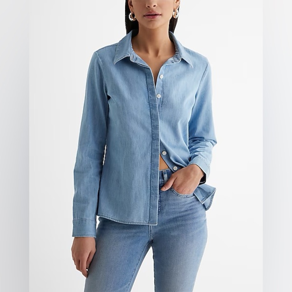 Express Relaxed Denim Portfolio Shirt